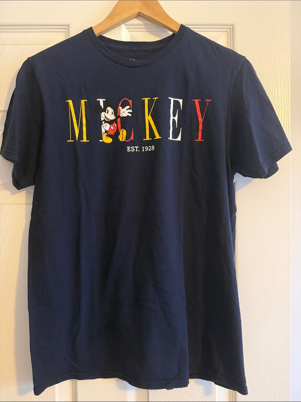 Disney Navy T‑Shirt with Mickey and Colorful Lettering